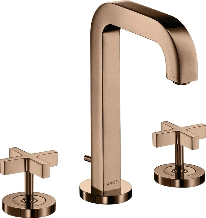 Hansgrohe Axor Citterio 3-Loch Waschbeckenarmatur mit Kreuzgriffen polished red gold