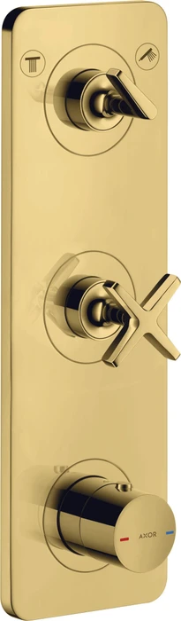 Hansgrohe Axor Citterio E Thermostatmodul 380/120 Kontrollfeld mit Platte für 2 Verbraucher polished gold optic