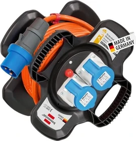 Brennenstuhl Gummi-Kabelhaspel X-Gum, CEE 230V/16A auf 2x CEE 230V/16A, 10m, IP44, H07RN-F 3G2,5