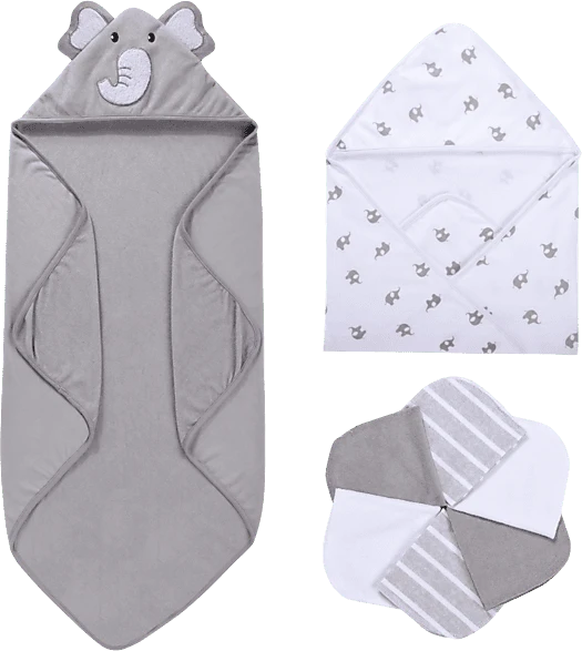 Momcozy Badetuch Elefant 76x76cm grau