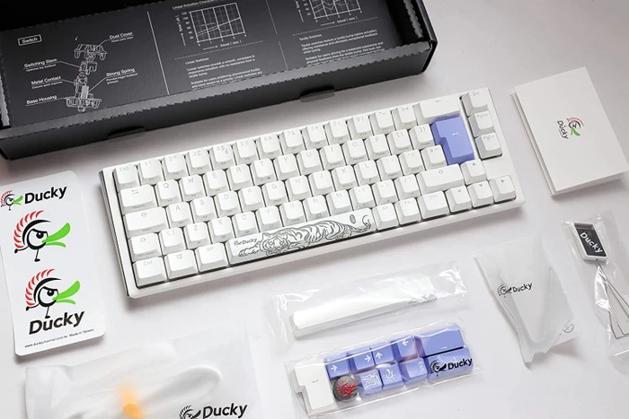 Ducky One 3 SF PBT, LEDs RGB, Pure White, MX RGB BLUE, USB, DE