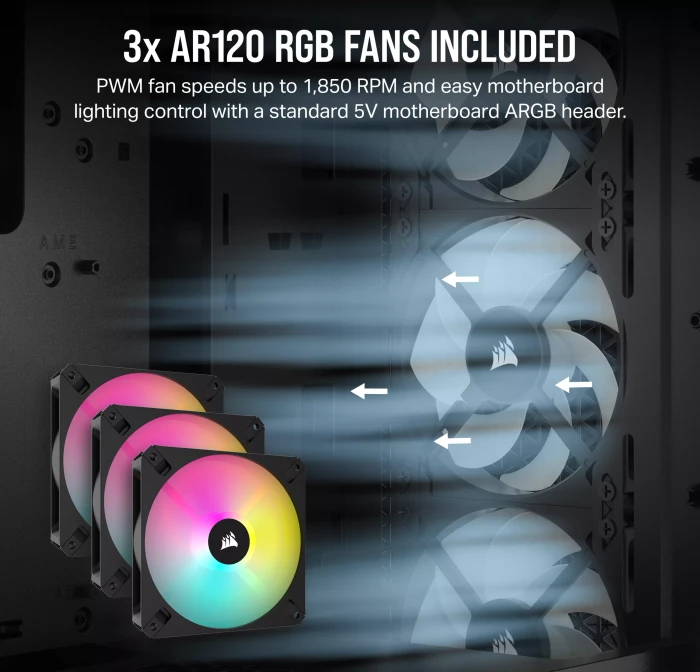 Corsair 3000D RGB Airflow, schwarz, Glasfenster