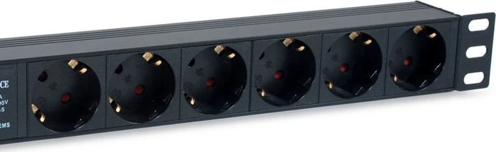 Equip 19" PDU Aluminium Steckdosenleiste, mit Schalter, Überspannungsschutz, 1HE, 6-fach, 16A/240V, schwarz, 1.8m