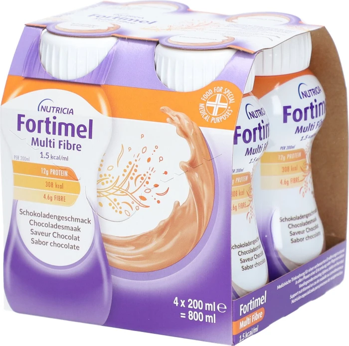 Fortimel Energy Multi Fibre Trinknahrung Schokolade, 800ml (4x 200ml)