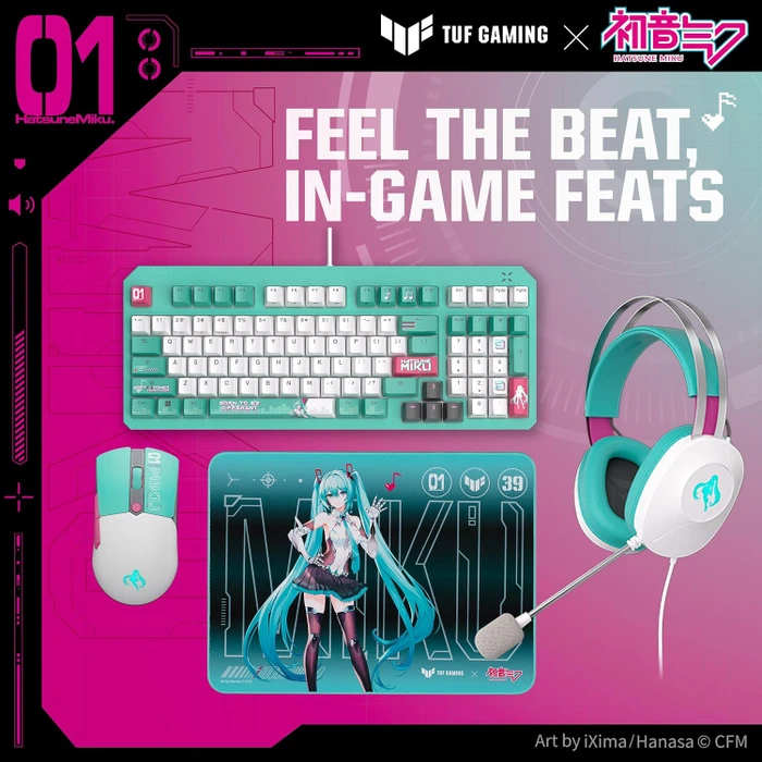 ASUS TUF Gaming K3 Gen II, Hatsune Miku Edition, LEDs RGB, TUF Optical-Mech RED Linear, USB, US