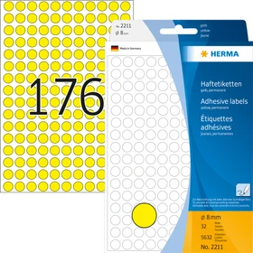 Herma Markierungspunkte 8mm gelb, 32 Blatt