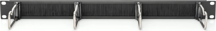 Digitus Kabelrangierpanel mit Stahlbügeln und Bürstenleiste, für 483mm-Schränke, RAL 9005, 1HE