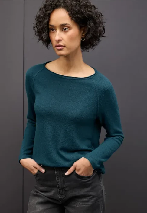 Street One Soft Melange Shirt langarm tide blue (Damen)