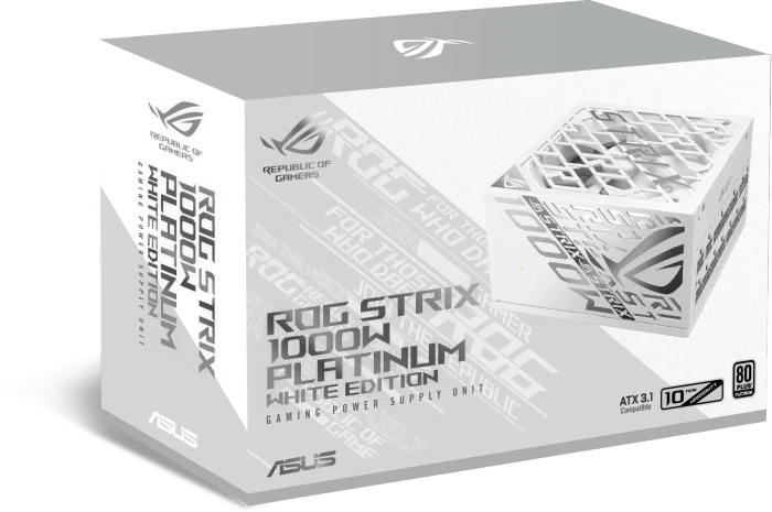 ASUS ROG Strix 1000W Platinum White Edition, ROG-STRIX-1000P-GAMING-WHITE, 1000W, ATX 3.1