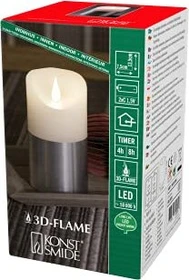 Konstsmide Echtwachskerze silber LED 1x warmweiß, 1 Stück
