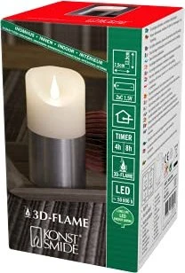 Konstsmide Echtwachskerze silber LED 1x warmweiß, 1 Stück