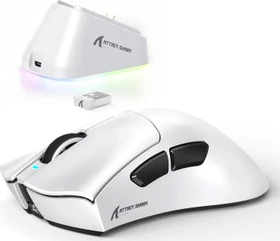 Attack Shark V3 PRO Tri-mode Wireless Gaming Mouse mit Ladestation, weiß, USB/Bluetooth