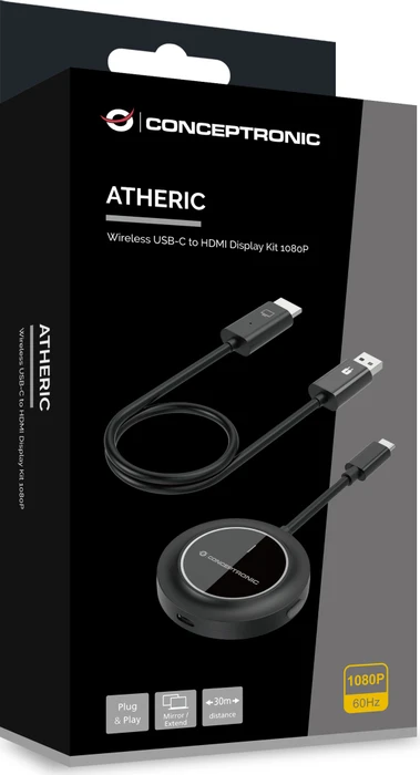 Conceptronic ATHERIC01B USB-C auf HDMI, Wireless Extender Kit Extender Set