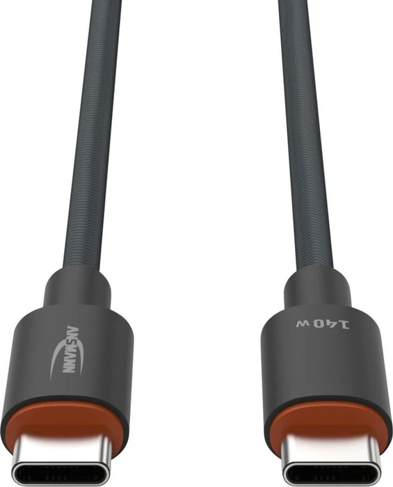 Ansmann USB-C Kabel, USB 2.0, 480Mb/s, 140W PD 3.1, USB-C Stecker auf USB-C Stecker, schwarz, 0.6m