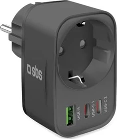 SBS Mobile Multi-Socket Charger 30W schwarz (TETRPLUG1USB2CPD30)