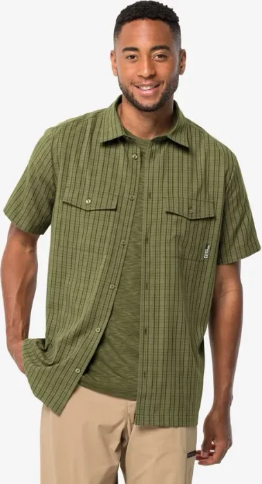 Jack Wolfskin Thompson Hemd kurzarm bay leaf check (Herren)