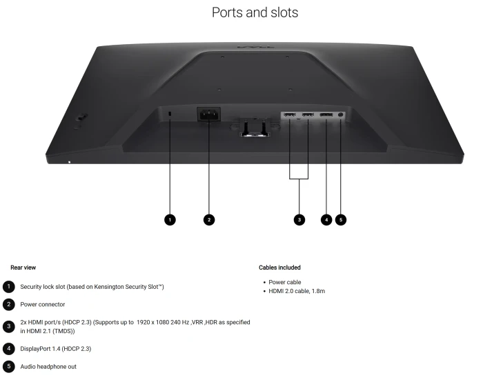 Dell 24 240Hz Monitor SE2426HG, 23.8"