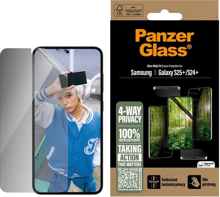 PanzerGlass Eco Matrix 4-way Privacy Screen Protector Ultra-Wide Fit für Samsung Galaxy S25+