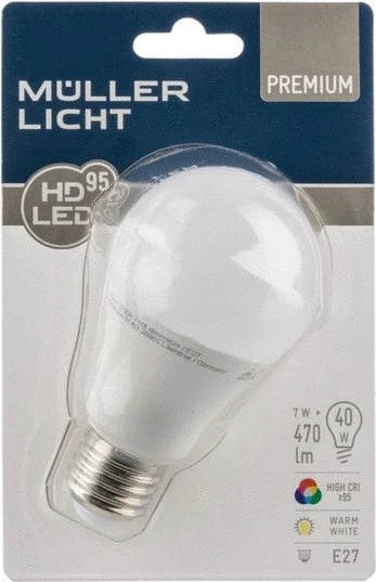 Müller Licht HD95-LED Birne E27 7W/927 warmweiß, 4 Stück