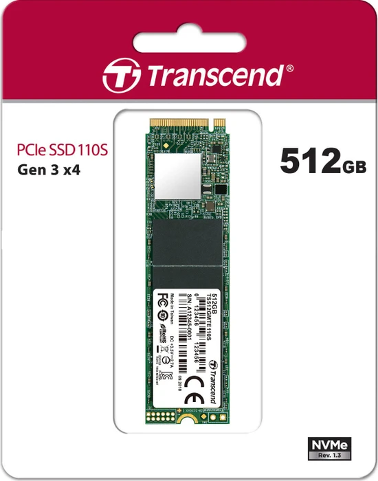 Transcend MTE110S SSD 512GB, M.2 2280 / M-Key / PCIe 3.0 x4