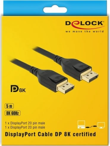 DeLOCK DisplayPort 1.4 Kabel 8K 60Hz schwarz, 5m