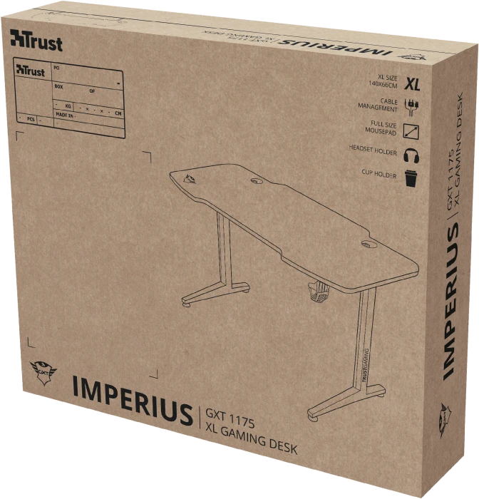 Trust Gaming GXT 1175 Imperius XL Gaming Desk Schreibtisch 140x66cm schwarz/schwarz