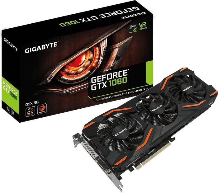 GIGABYTE GeForce GTX 1060 Windforce OC D5X 6G, 6GB GDDR5X, DVI, HDMI, 3x DP