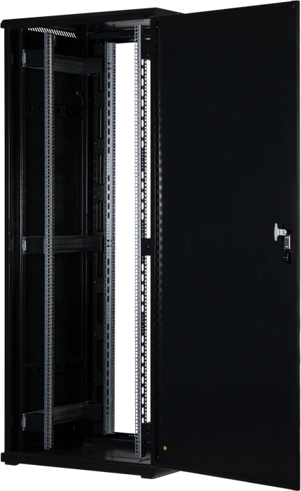 Rockstable 19" Serverschrank 42HE, Sicherheitsglastür, IP2X, schwarz, 800mm tief