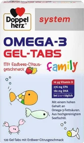 Doppelherz system Omega 3 Gel-Tabs Family Weichkapseln mit Erdbeer-Citrus-Geschmack, 120 Stück