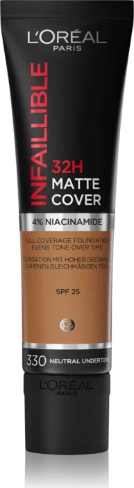 L'Oréal Infaillible 32H Matte Cover Foundation 330 neutral undertone LSF25, 30ml