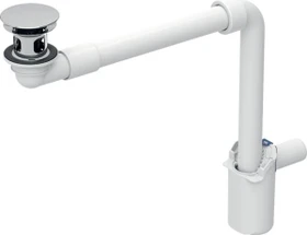 Geberit Waschbeckenablauf Raumsparmodell, schmale Ausführung, mit freiem Auslauf und Ventilabdeckung, 32mm