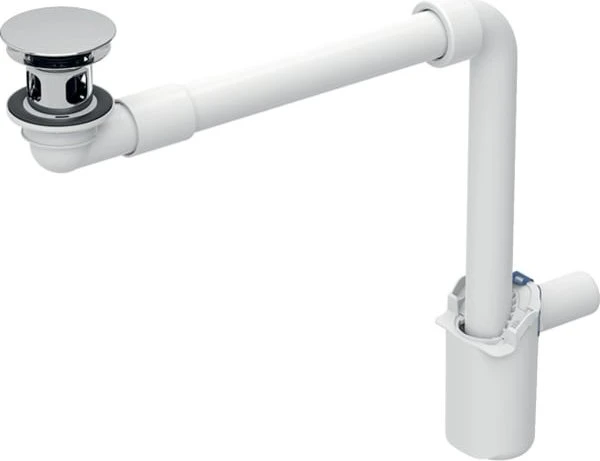 Geberit Waschbeckenablauf Raumsparmodell, schmale Ausführung, mit freiem Auslauf und Ventilabdeckung, 32mm