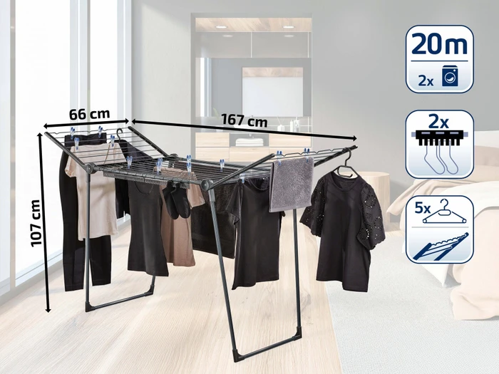 Leifheit Pegasus 200 Solid Black Wäscheständer, 20m