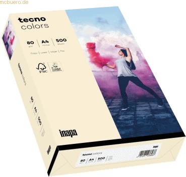 inapa tecno colors Universalpapier hellchamois, A4, 80g/m², 500 Blatt
