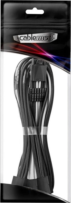 CableMod Pro ModMesh 12VHPWR PCI-e Extension, 3x 8-Pin PCIe Stecker auf 16-Pin PCIe 5.0 12VHPWR Stecker, Adapterkabel, schwarz/weiß, 45cm
