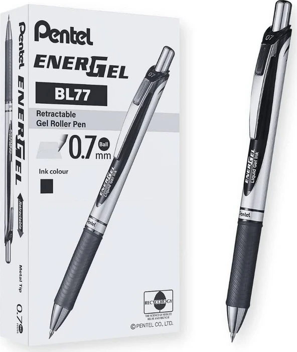 Pentel EnerGel XM BL77 Gelroller schwarz/silber, 12er-Pack