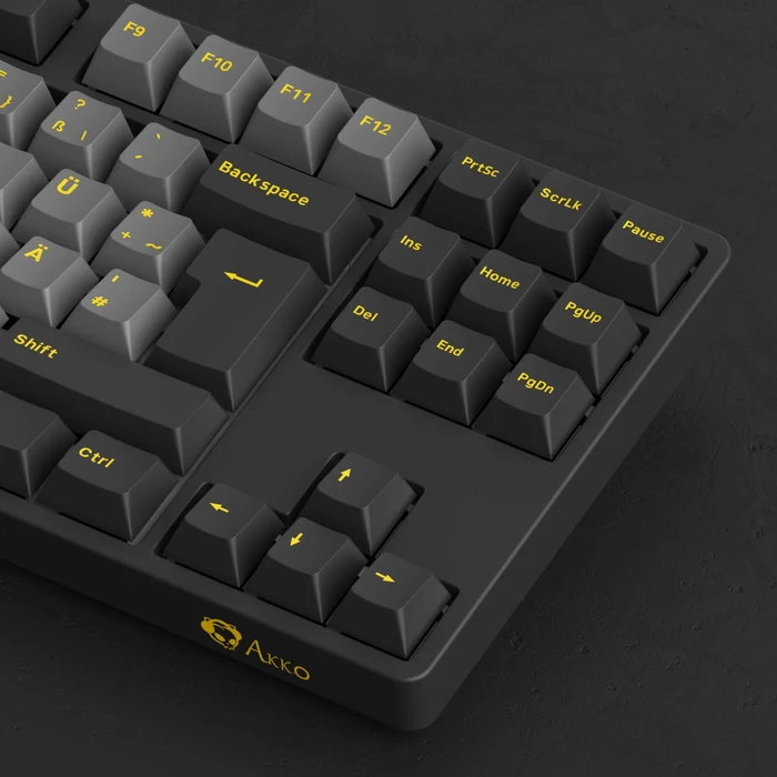 Akko 5087S V1, Black & Gold, schwarz/gelb, LEDs RGB, hot-swap, V3 Pro Cream Yellow, USB, DE