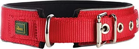 Hunter Neopren Reflect Hundehalsband, Nylon, Neopren gepolstert, reflektierend, 45 (S-M), Halsumfang: 34 - 41cm, schwarz