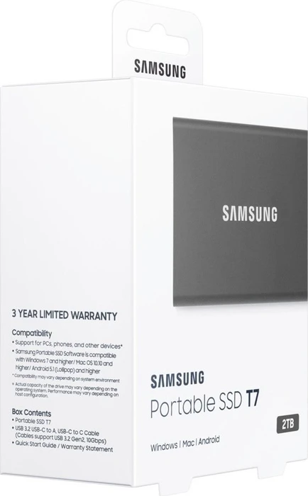 Samsung Portable SSD T7, grau, 2TB, USB-C 3.1