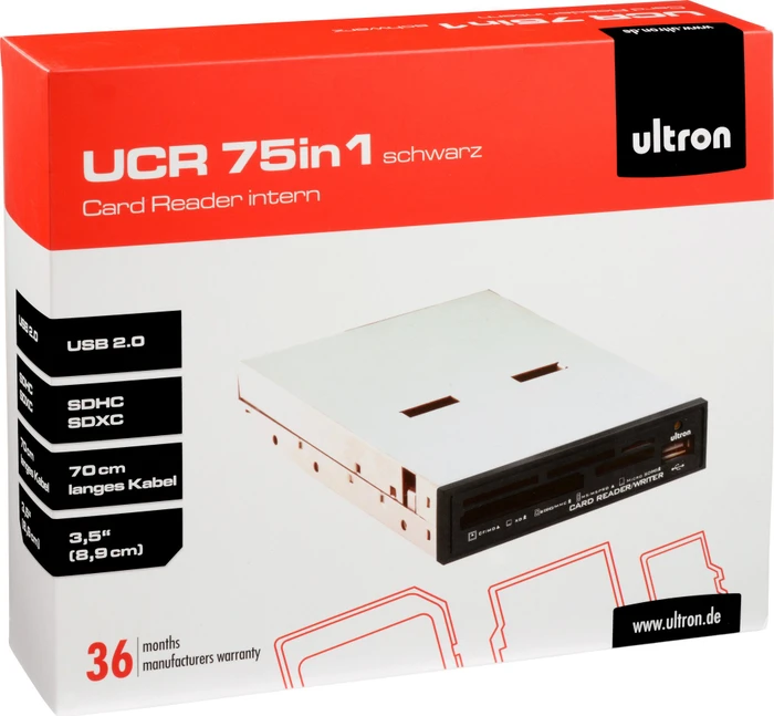Ultron UCR 75in1 schwarz Multi-Slot-Cardreader, USB 2.0 9-Pin Stecksockel [Stecker]