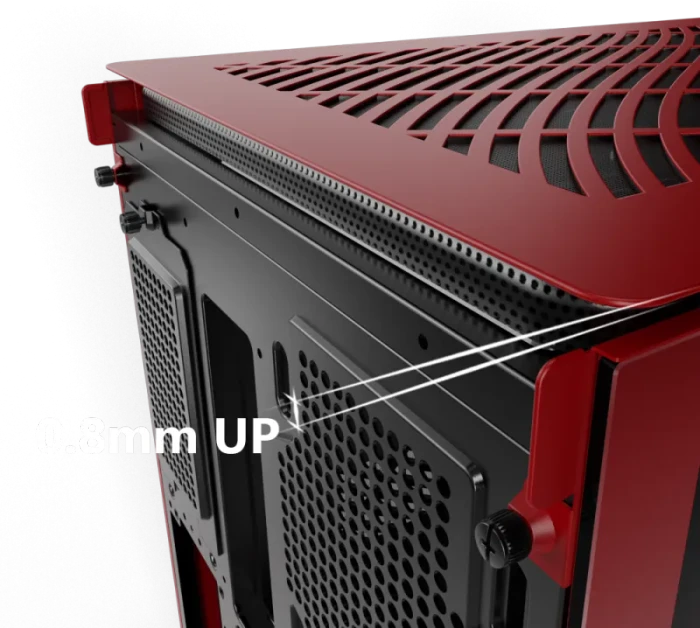Montech King 95 Vibrant Red, rot, Glasfenster