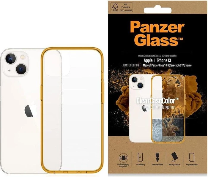PanzerGlass Clear Case Color AntiBacterial für Apple iPhone 13 Tangerine Limited Edition