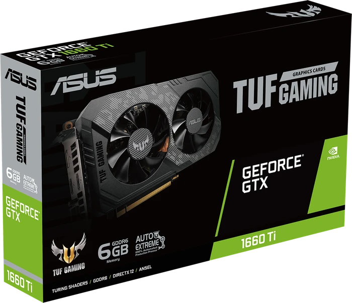 ASUS TUF Gaming GeForce GTX 1660 Ti OC EVO, TUF-GTX1660TI-O6G-EVO-GAMING, 6GB GDDR6, DVI, 2x HDMI, DP