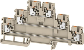 Weidmüller A3T 2.5 Durchgangs-Reihenklemme, Mehrstock-Reihenklemme, PUSH IN, 2.5 mm², 800 V, 22 A, dunkelbeige