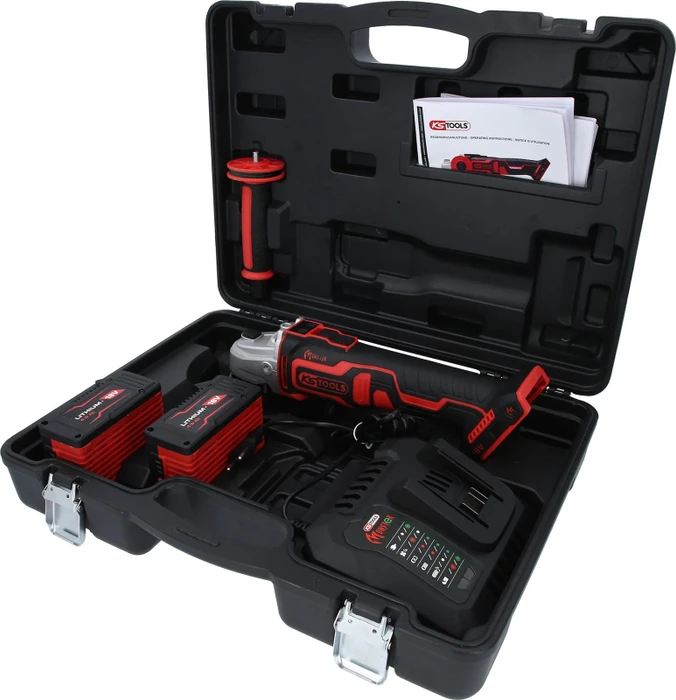 KS Tools eMONSTER Akku-Winkelschleifer inkl. Koffer + 2 Akkus 4.0Ah