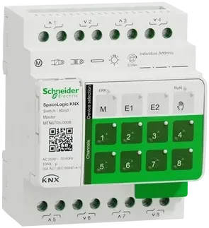 Schneider Electric SpaceLogic KNX Master Schalter/Jalousie 8-fach, 16A, 4TE REG, Schaltaktor