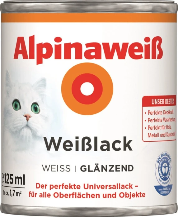 Alpina Farben Alpinaweiß Weißlack glänzend weiß, 125ml