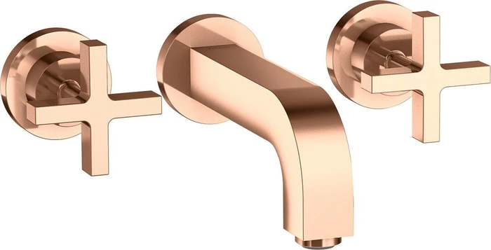 Hansgrohe Axor Citterio 3-Loch Waschbeckenarmatur mit Kreuzgriffen 162mm polished red gold