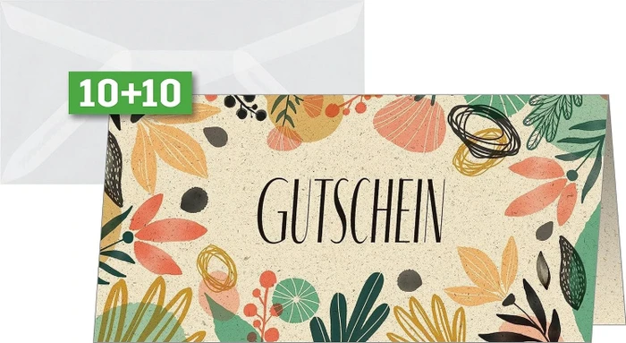 Sigel Gutscheinkarten Motiv Colorful Plants Universalpapier weiß, 210x105mm, 240g/m², 10 Blatt (DS620)