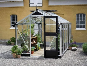 Juliana Compact 8.2m² 3mm Sicherheitsglas Gewächshaus blank/schwarz